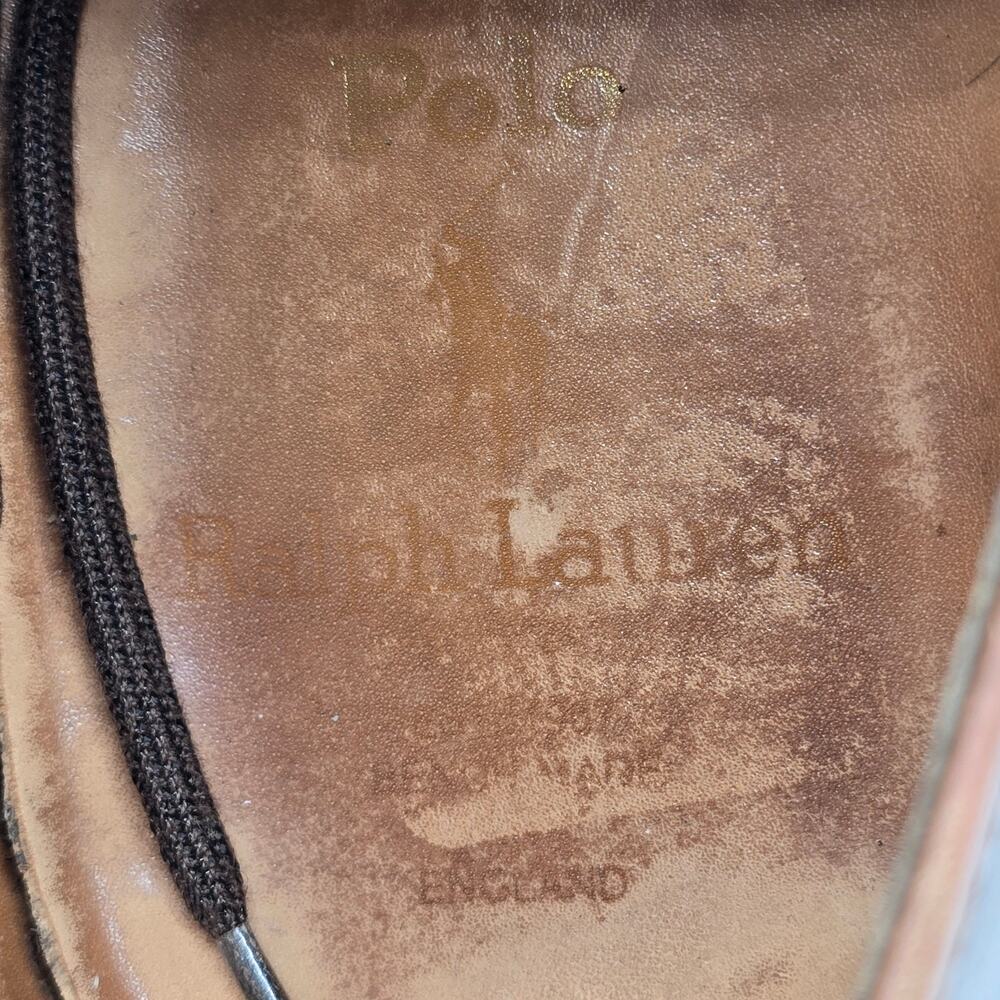 Polo Ralph Lauren Shoes Mens 9 D Brown Leather Benchmade England Dress Oxfords - Picture 7 of 9